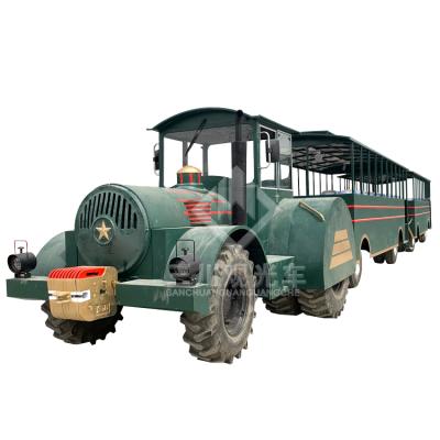 중국 Large Steam Engine Outdoor Beach Equipment Amusement Park Tourist Trackless Train Rides 28 Seats 판매용