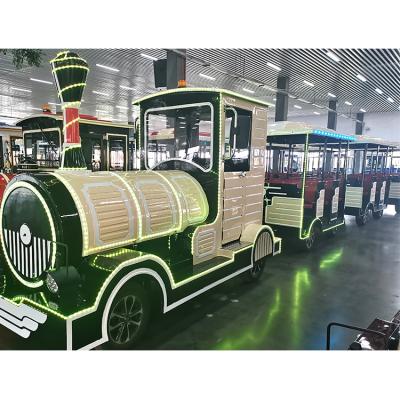 China Sanchuan 28 Passenger Outdoor Playground Diesel Tourist Train Locomotive 28 Trackless Seats for sale