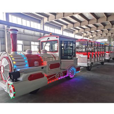 중국 ALLOY Sanchuan amusement park ride barrel land diesel passenger trackless train for sale 판매용