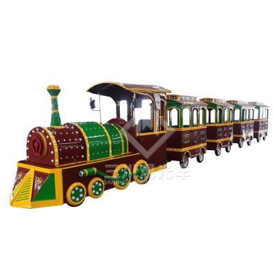 China Children Amusement Forest Theme Park Engine Power Trolleys Locomotive Electric Trackless Train Rides 24 Seats en venta