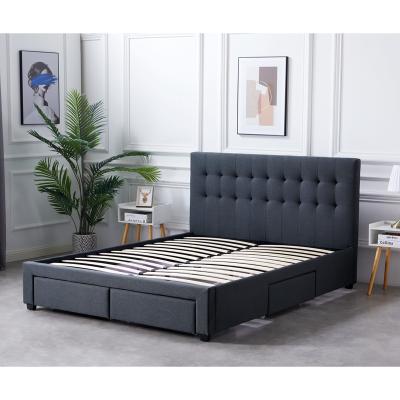 China Wholesale Cheap Luxury Californian Cloth Full Modern Full Queen Queen King Size Wooden Platform Bed Twin Frame With Storage for sale