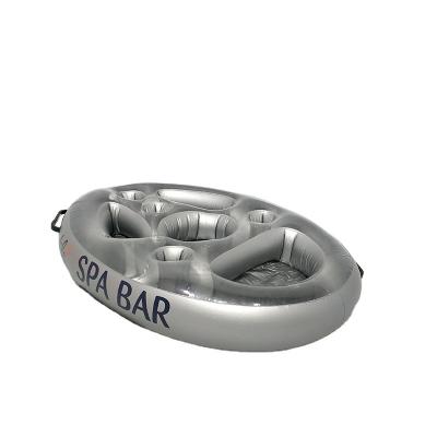 China Sustainable Custom inflatable pool float tray with cup holders-8 holders for sale