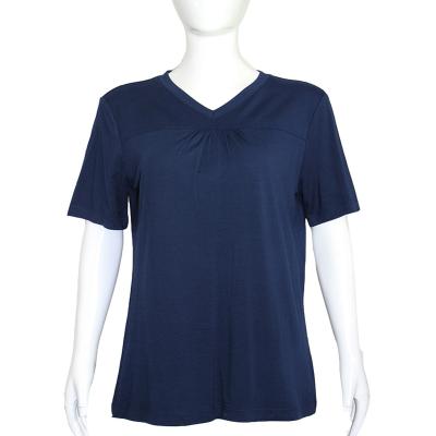 China Casual Artificial Cotton V-Neck T-Shirt For Women for sale