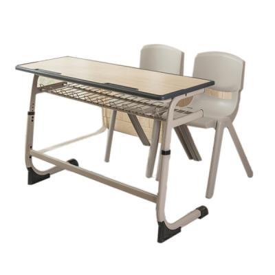 China modern combined double school desk and school chair / school furniture for students for sale