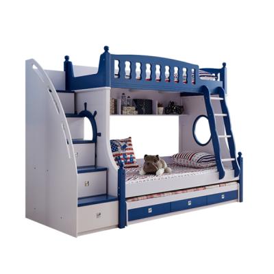 China PANEL children's double-decorated bunk bed with shelf for sale