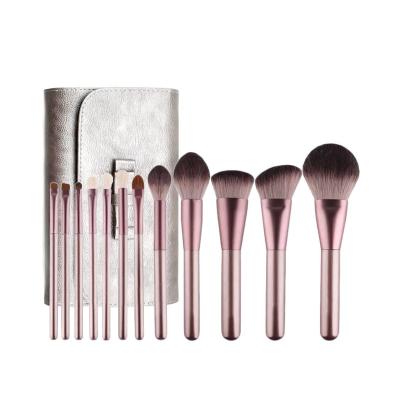 China Angular Blush Hot Sale Makeup Brushes Private Label Normal Size 12 Pieces Blush Powder Foundation Makeup Brush Set for sale