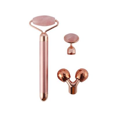 China 3-IN-1 Jade Electric Face/Eye Roller Massager, Vibrating Rose Quartz Facial Roller Massager Face Roller Kit for Face, Eye for sale