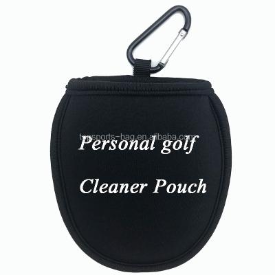 China Custom Promotion Logo Golf Ball Pocket Neoprene Golf Ball Cleaner Pockets With Clip For Sports for sale