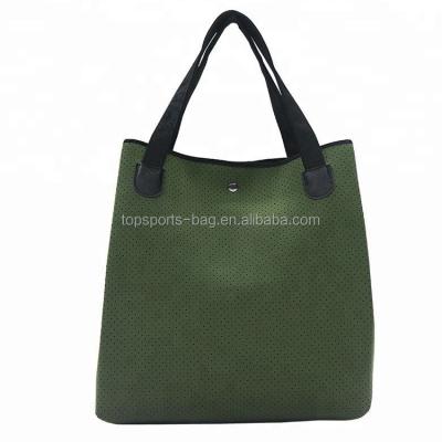 China Other Large Capacity Neoprene Green Tote Bag Beach Bag Ladies Fashion Bags For Travel for sale