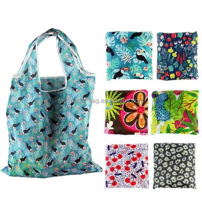 China Large Capacity Polyester Folding Convenient Shopping Tote Bags Foldable Shopping Bag For Supermarket for sale