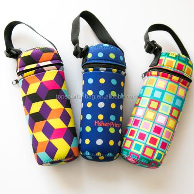 China 500ml Neoprene Waterproof Beer Can Cooler Cover With Zipper Cap And Handle Insulated Water Bottle Holder for sale