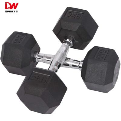 China Universal Durable Rubber Coated Fitness Gym Core Equipment Hex Dumbbell For Sale 15kg for sale