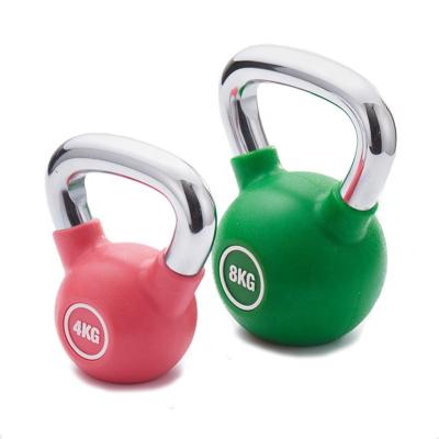 China Universal PU Coated Chrome Kettlebell Handle Colorful Weightlifting Kettlebell For Home Fitness for sale