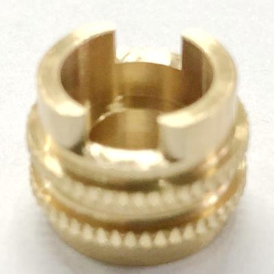 China CNC Aluminum Machining Part Turning Base Knurling Spare Part Brass Insert for sale