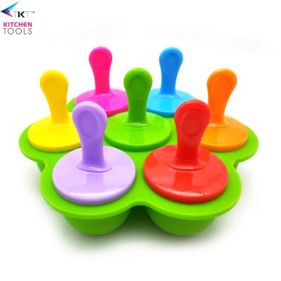 China Multifunctional Viable Popsicle Mold Silicone Hole 7 Popsicle Mold Disc DIY Popsicle Mold for sale