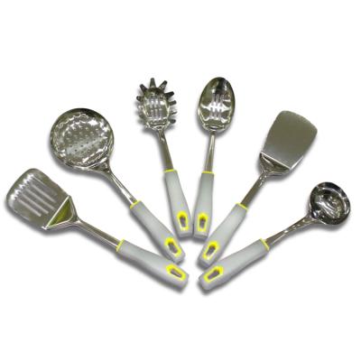 China Amazon Hot Sales Disposable 6 Pieces Kitchen Utensil Set Stainless Steel Kitchen Tools With Silicone Handles for sale