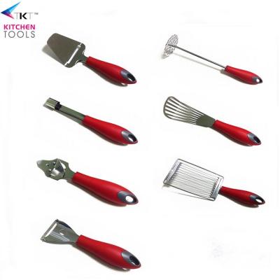 China 7pcs TPR Handle Stainless Steel Kitchen Gadgets Tool Kit Viable Potatoes Crushing Ice Cream Egg Layered Shovel Scoop for sale