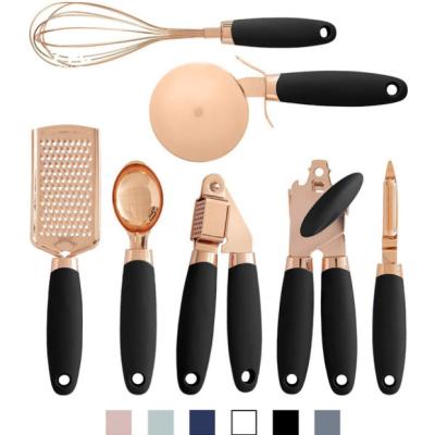 China New Stocked 7pcs Amazon Stainless Steel With TPR Handle Kitchen Instrument Tools Biscuit Copper Coated Accessories for sale