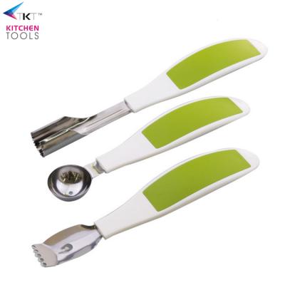 China Kitchen Viable Fruit Scoop Lemon Peeler Apple Hollow Puncher Stainless Steel Three-Piece Fruit and Vegetable Tools for sale