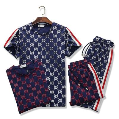 China Breathable New Summer Printed Men's Casual Suit With Two Piece Round Collar For Men for sale