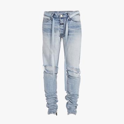 China QUICK DRY Mens Holes Make Old Jeans Cat Beard Zipper Wash Jeans for sale