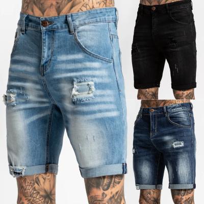 China Middle Broken Trend Waist Slim Denim Shorts Men's Pants New Viable Denim Men's High for sale