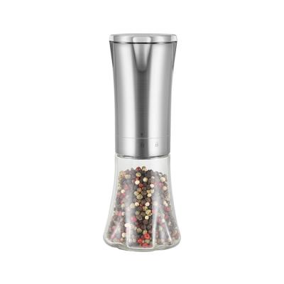 China Viable Customize Logo 304 Stainless Steel Gravity Battery Electric Spice and Herb Salt and Pepper Grinder Mill for sale