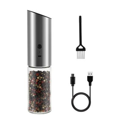 China Sustainable USB Rechargeable Kitchen 304 Stainless Steel Ceramic Core Electric Adjustable Salt and Pepper Grinder for sale