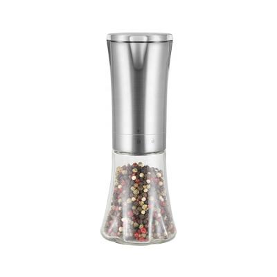 China Viable Glass Ceramic Pot 200ml Stainless Steel Core Salt Grinder Electrical Pepper Mill for sale