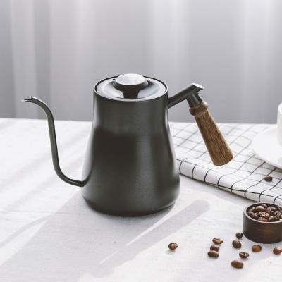 China Amazon Selling V60 Hot Sustainable High Quality 850ml Stainless Steel Turkish Tea and Coffee Kettle with Thermometer and Wooden Handle for sale