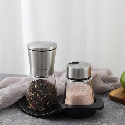 China Sustainable Cooking Tools Kitchen Accessories Salt Grinding And Pepper Mill Crusher With Salt Shakers Spices Set for sale