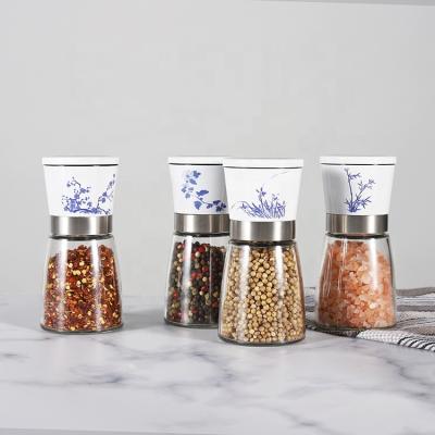 China Ceramic Dried Chinese Style Salt And Pepper Glass Spice Grinder / Mill Viable With Old Fashion for sale