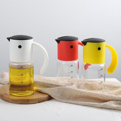 China Viable Design 220ml Popular Glass Jar Plastic Olive Oil And Vinegar Dispenser Top Gravity for sale