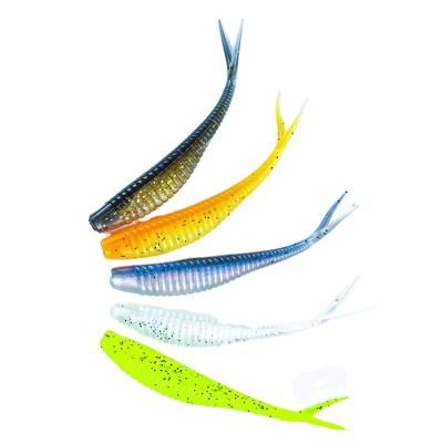 China 7cm Twin 1.8g Tail Fishing Soft Lure Worm Bait Fork Tail Lure for sale