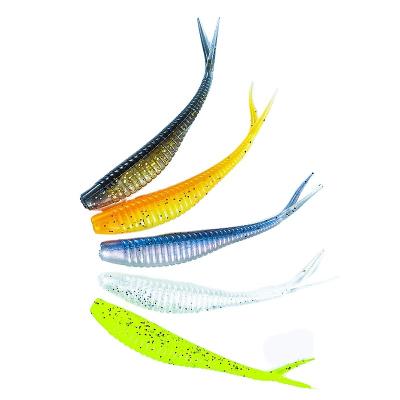 China Soft Plastic Silicone 1.8g PVC 7cm Tail Lure Double Tails Split Worm Lures 2 Tail Baits for sale