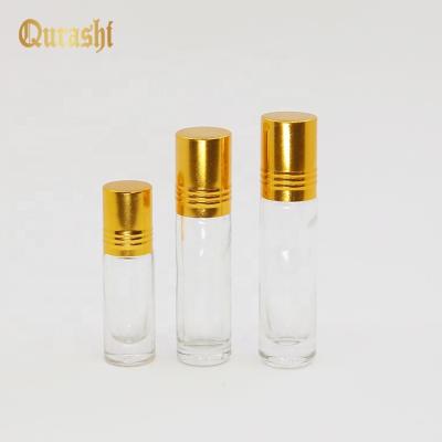 China 3ml roll-on glass cosmetic bottle with aluminum cap and glass stem for sale