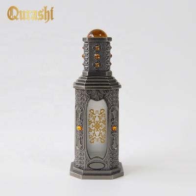 China Perfume 20ml Glass Cosmetic Bottle With Metal Decoration And Metal Cap for sale