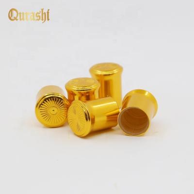 China Cosmetic Gold Aluminum Cap With Sun Flower For 3ml/6ml/12ml Glass Bottle for sale