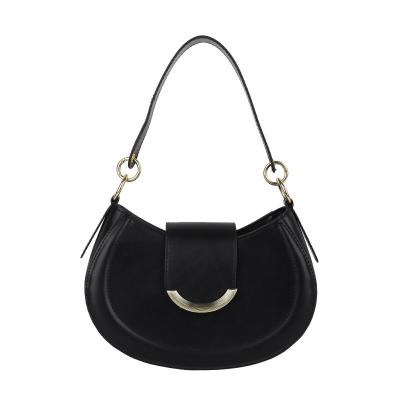 China Fashion France Vintage Leather Hobo Bag For Lady Simple Pu Handbag Lady Gold Buckle Armpit Purse for sale