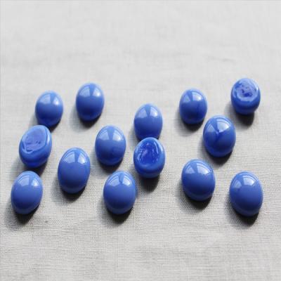 China Bulk Solid Blue Toy Marbles Flat Oval Glass Beads 17-19mm for sale