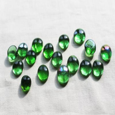 China Green Flat Glass Marbles Gems For Vases Home Decoration 17-19mm for sale