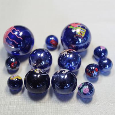 China Purple glass ball printed with marbles for children 16mm for sale