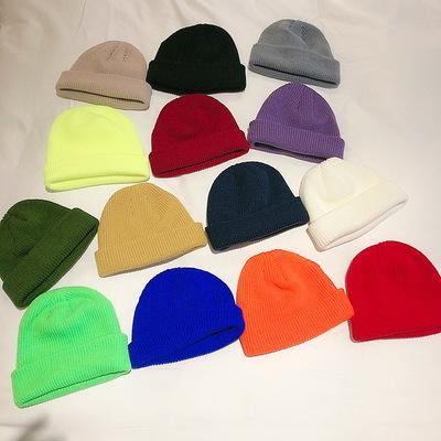 China JOINT factory wholesale Korean knit hat dome hat all-match solid color beanie hats winter warm woolen women for sale