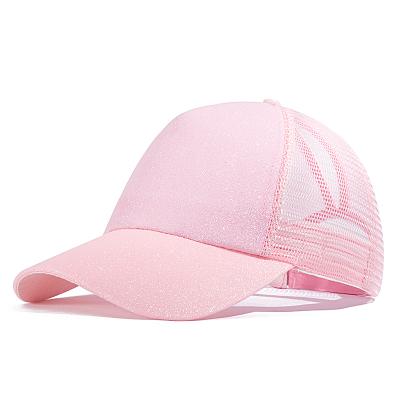 China JOINT Casual Women Baseball Cap Ponytail Snapback Hat Adjustable Sequins Shine Hip Hop Hats For Women Summer for sale