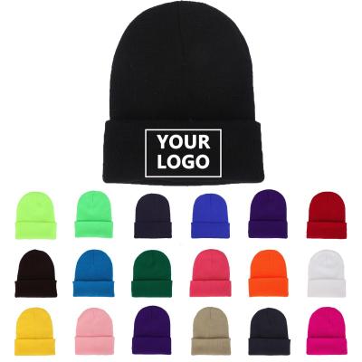 China Custom Warm Knitted Acrylic COMMON Gorro Ski Caps Plain 100% Logo Beanie Hat Mens Womens Beanie Autumn Winter Solid Unisex Wool Beanie Hats for sale