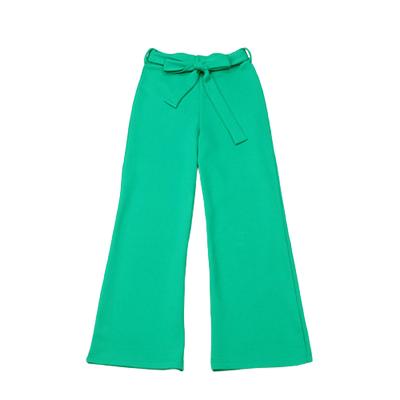 China Solid color wholesale loose ladies anti-pilling wide leg pants with belt women pants wholesale for sale