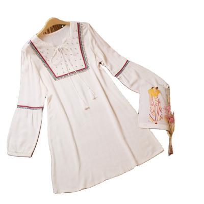 China 2020 hot sale plus size casual dress embroider muslim blouse dress blouses factory price for sale