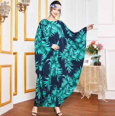 China Anti-Static Plus Size Women's Floral Abaya Dress Fashion Floral Muslim Dresses for sale