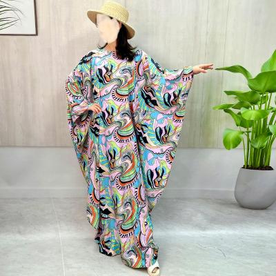 China New Spring Ladies Street Anti-Static Graffiti Printed Long Sleeve Loose Flower Long Plus Size Dresses for sale