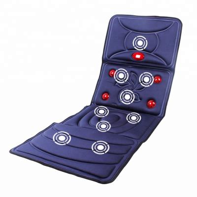 China Customized Full Body Vibrating Massage Mattress Mat For Home Use Heat Shiatsu Neck Massager With 9 Notes for sale